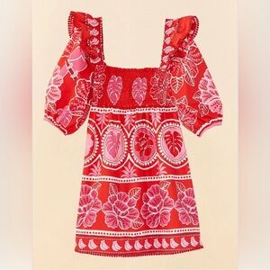 FARM Rio Red Summer Sunrise Organic Cotton Mini Dress